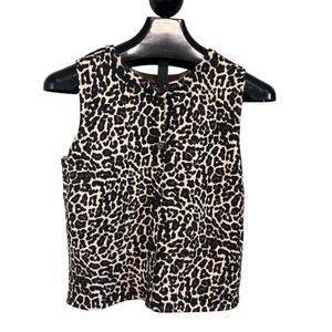 Willow + Root Cheetah Print Reversible Sweater Vest Small NWT CWR25020 Tan Black